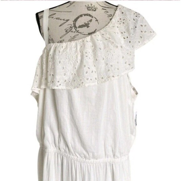 Old Navy Dress Lot of 2 size 3X White Yellow Floral Boho One Shoulder Vacation - Picture 11 of 16